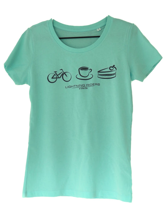 Ladies Fit E-Bike, Coffee, Cake T-Shirt